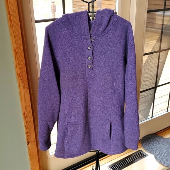 Cabela's Purple Hooded Sz. XL Sweater with Button Detail and Kangaroo Pockets - Picture 1 of 13